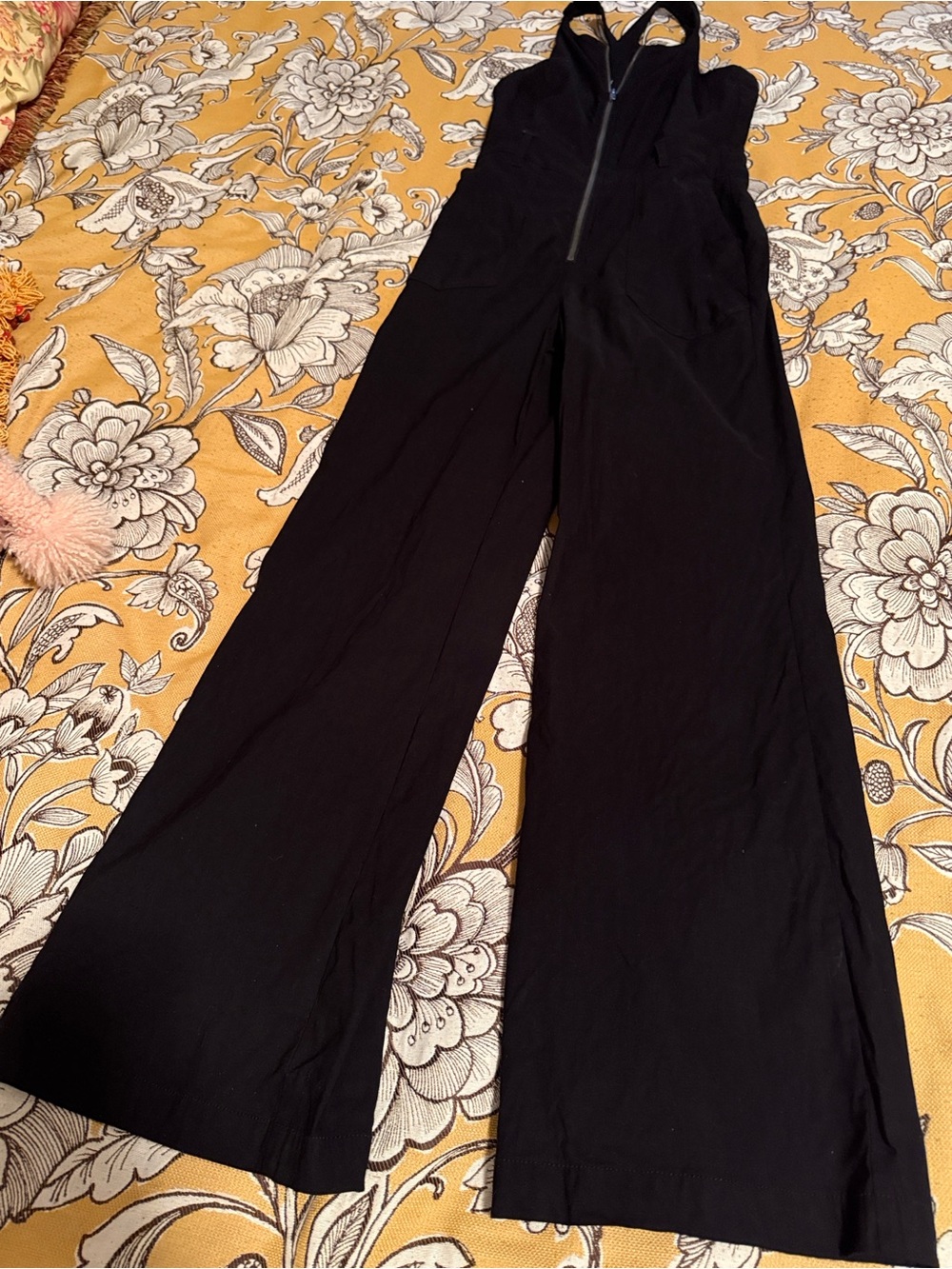Anthropologie Black Sleeveless Wide-Leg Jumpsuit with Front Zip